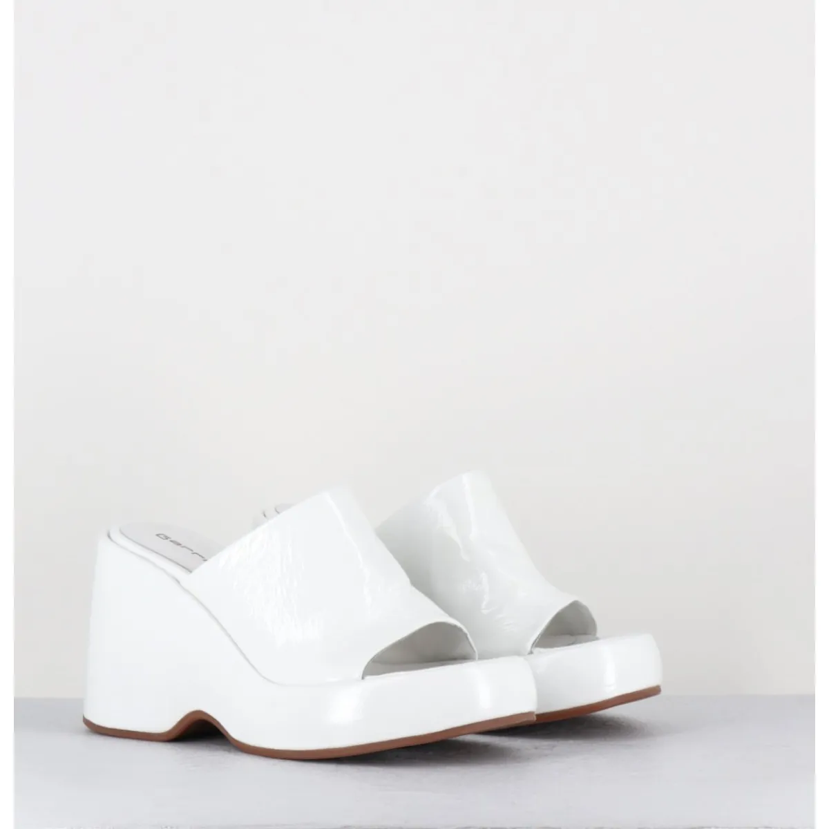 Clearance GARRICE LAB Mules compensées 90s en cuir vernis - MASA4 CINDY BIANCO BLANC