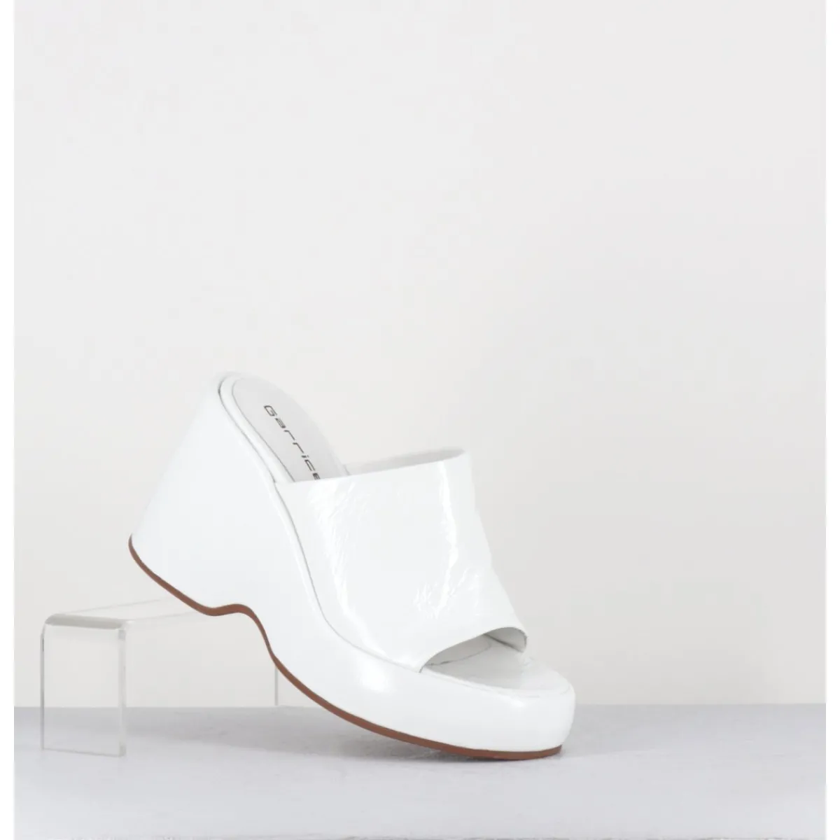 Clearance GARRICE LAB Mules compensées 90s en cuir vernis - MASA4 CINDY BIANCO BLANC