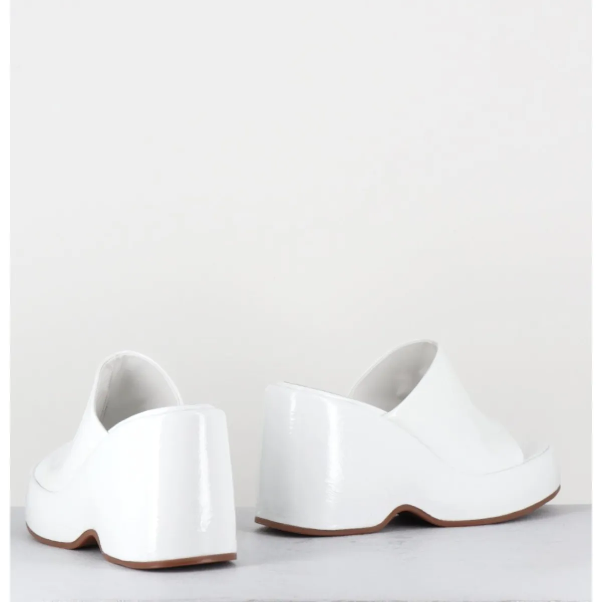 Clearance GARRICE LAB Mules compensées 90s en cuir vernis - MASA4 CINDY BIANCO BLANC