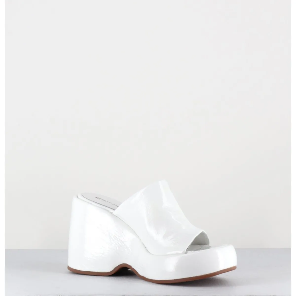Clearance GARRICE LAB Mules compensées 90s en cuir vernis - MASA4 CINDY BIANCO BLANC
