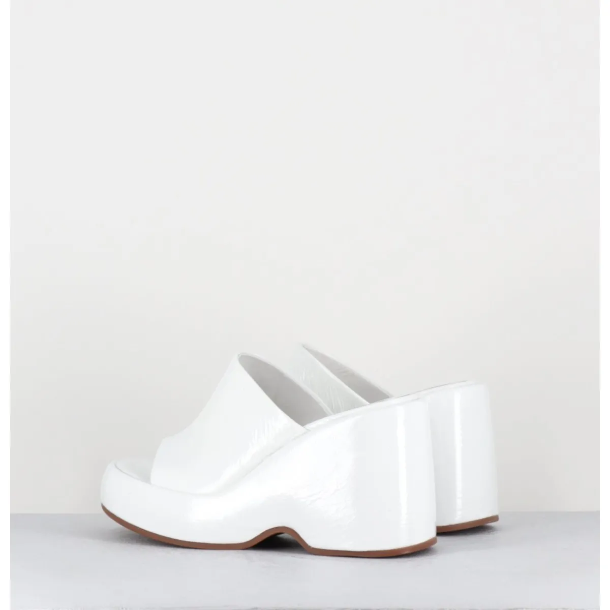 Clearance GARRICE LAB Mules compensées 90s en cuir vernis - MASA4 CINDY BIANCO BLANC