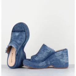 Outlet GARRICE LAB Mules compensées 90s en jean bleu lavé - MASA3 LAVATO JEANS