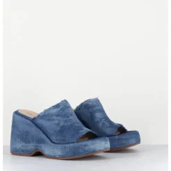 Outlet GARRICE LAB Mules compensées 90s en jean bleu lavé - MASA3 LAVATO JEANS