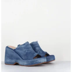 Outlet GARRICE LAB Mules compensées 90s en jean bleu lavé - MASA3 LAVATO JEANS