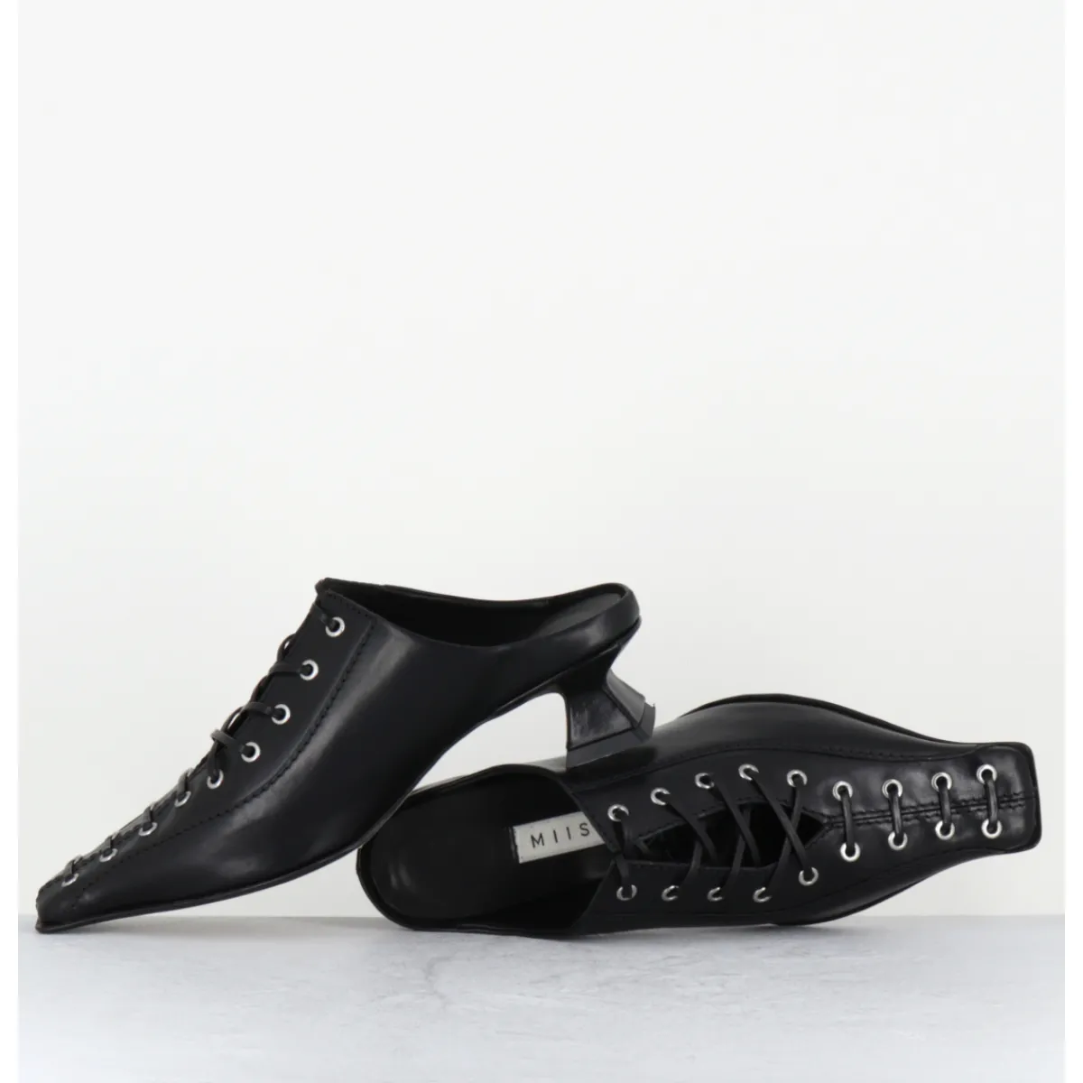 Hot MIISTA Mules en cuir corsetées - ASIAH24 BLACK COURT NOIR