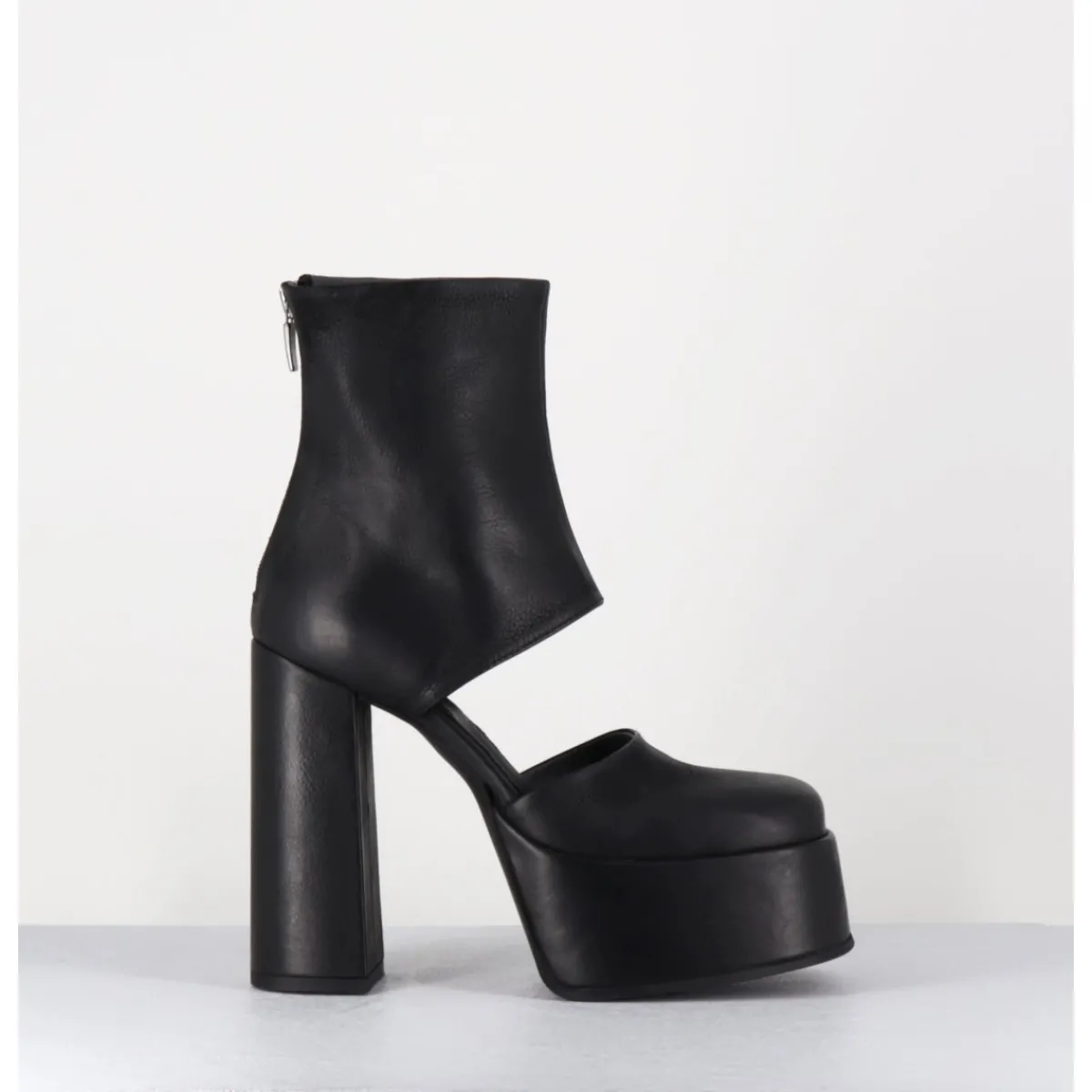 SORT AARHUS Open platform boots en cuir - 3760 GAS NERO NOIR