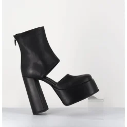 SORT AARHUS Open platform boots en cuir - 3760 GAS NERO NOIR