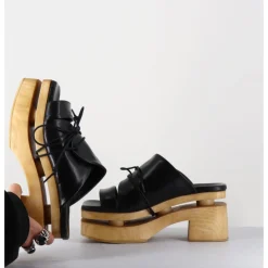 Hot GARRICE LAB Original 70s platform mules cuir - PRIVA SUAVE NERO NOIR