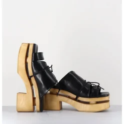 Hot GARRICE LAB Original 70s platform mules cuir - PRIVA SUAVE NERO NOIR