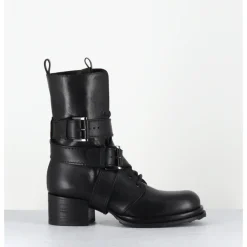 Clearance MALLONI Rangers à boucles en cuir - CUARON BLACK BOOT NOIR