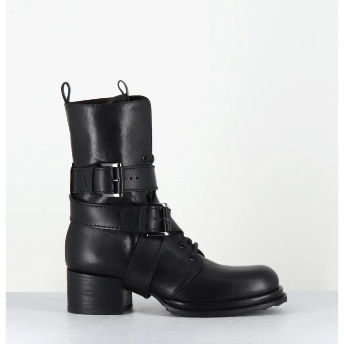 Clearance MALLONI Rangers à boucles en cuir - CUARON BLACK BOOT NOIR