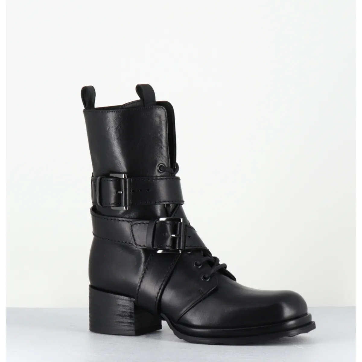 Clearance MALLONI Rangers à boucles en cuir - CUARON BLACK BOOT NOIR