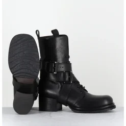 Clearance MALLONI Rangers à boucles en cuir - CUARON BLACK BOOT NOIR