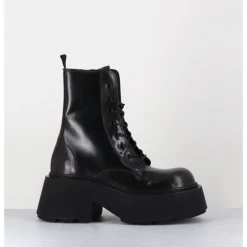 Hot VIC MATIE Rangers à lacets en cuir anthracite fumé - 1D7700D APOLLO SMOG GRIS