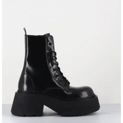 Hot VIC MATIE Rangers à lacets en cuir anthracite fumé - 1D7700D APOLLO SMOG GRIS