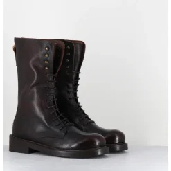 GARRICE LAB Rangers à lacets en cuir bout rond - HANOU DAVIS MOKA MARRON