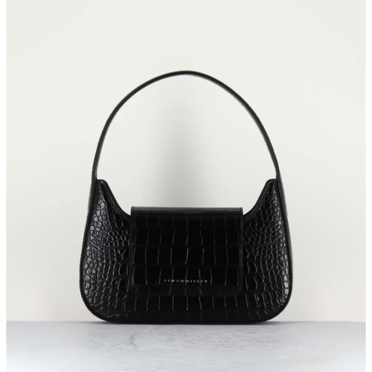 Online SIMON MILLER RETRO BAG BLACK - CROCO NOIR