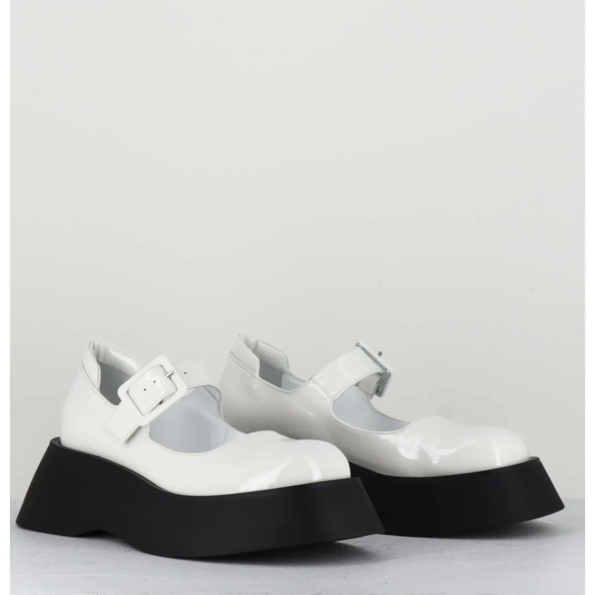 Best GARRICE LAB 90s babies à plateforme en cuir vernis - CORA VERNICE BIANCO BLANC