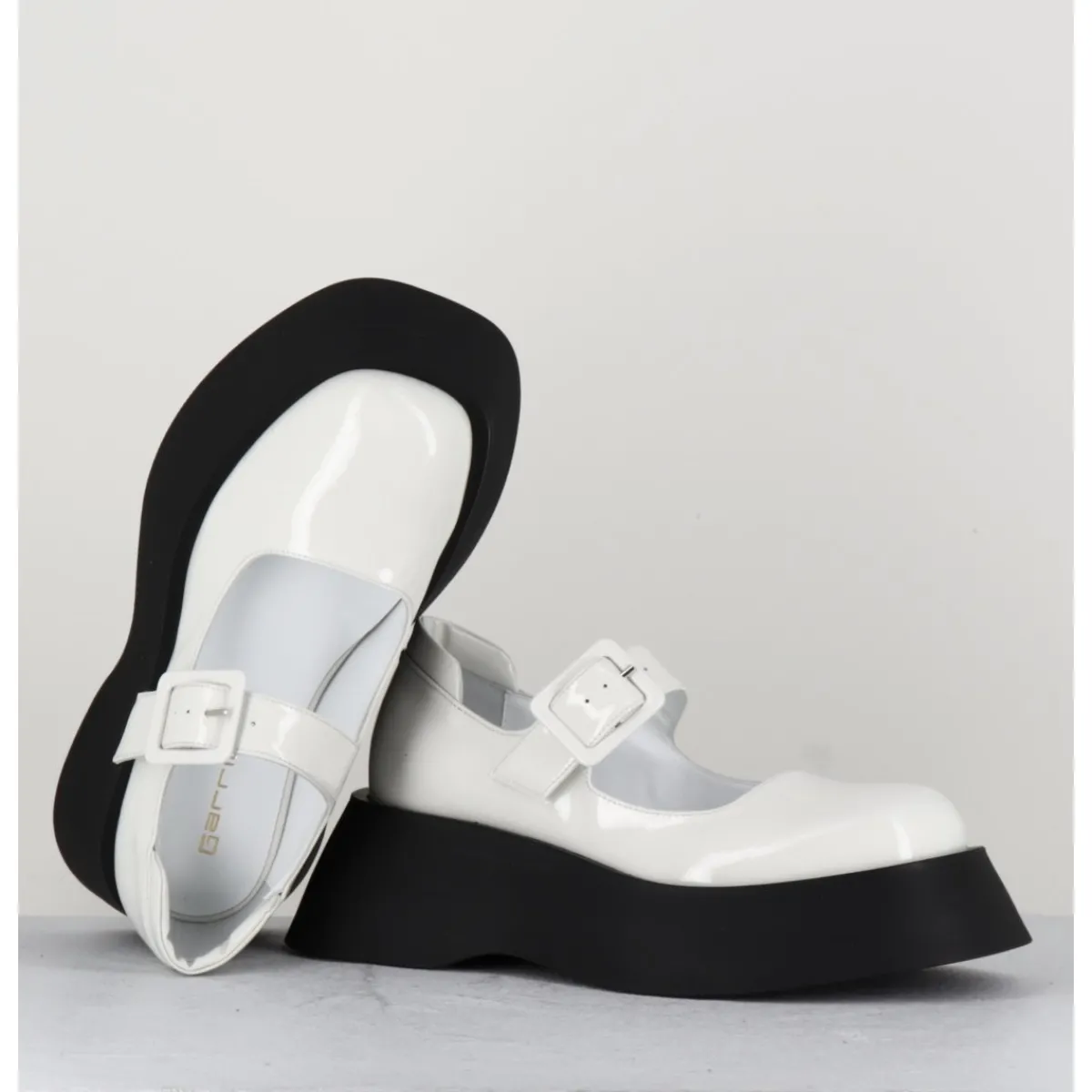 Best GARRICE LAB 90s babies à plateforme en cuir vernis - CORA VERNICE BIANCO BLANC