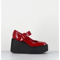 Outlet GARRICE LAB 90s Mary-Jane compensées en cuir vernis - YERI VERNICE ROSSO ROUGE