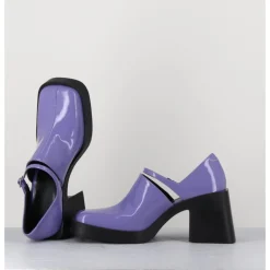 Outlet JUSTINE CLENQUET 90s Mary-Jane en cuir vernis lilas - KIM LILAC PATENT