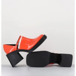 Clearance JUSTINE CLENQUET 90s Mary-Jane en cuir vernis - KIM PATENT ORANGE