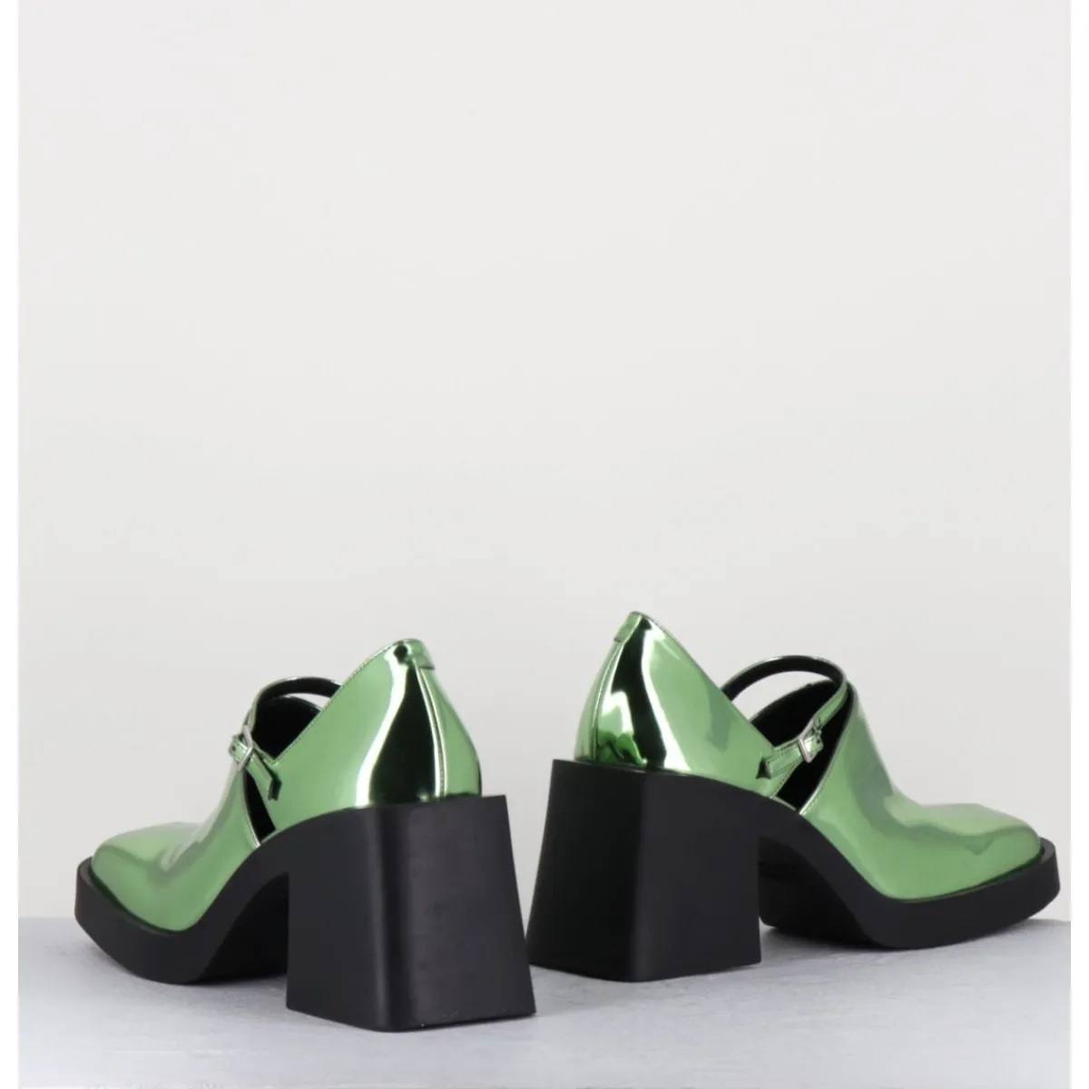 Hot JUSTINE CLENQUET 90s Mary-Jane miroir - KIM METALLIC GREEN VERT