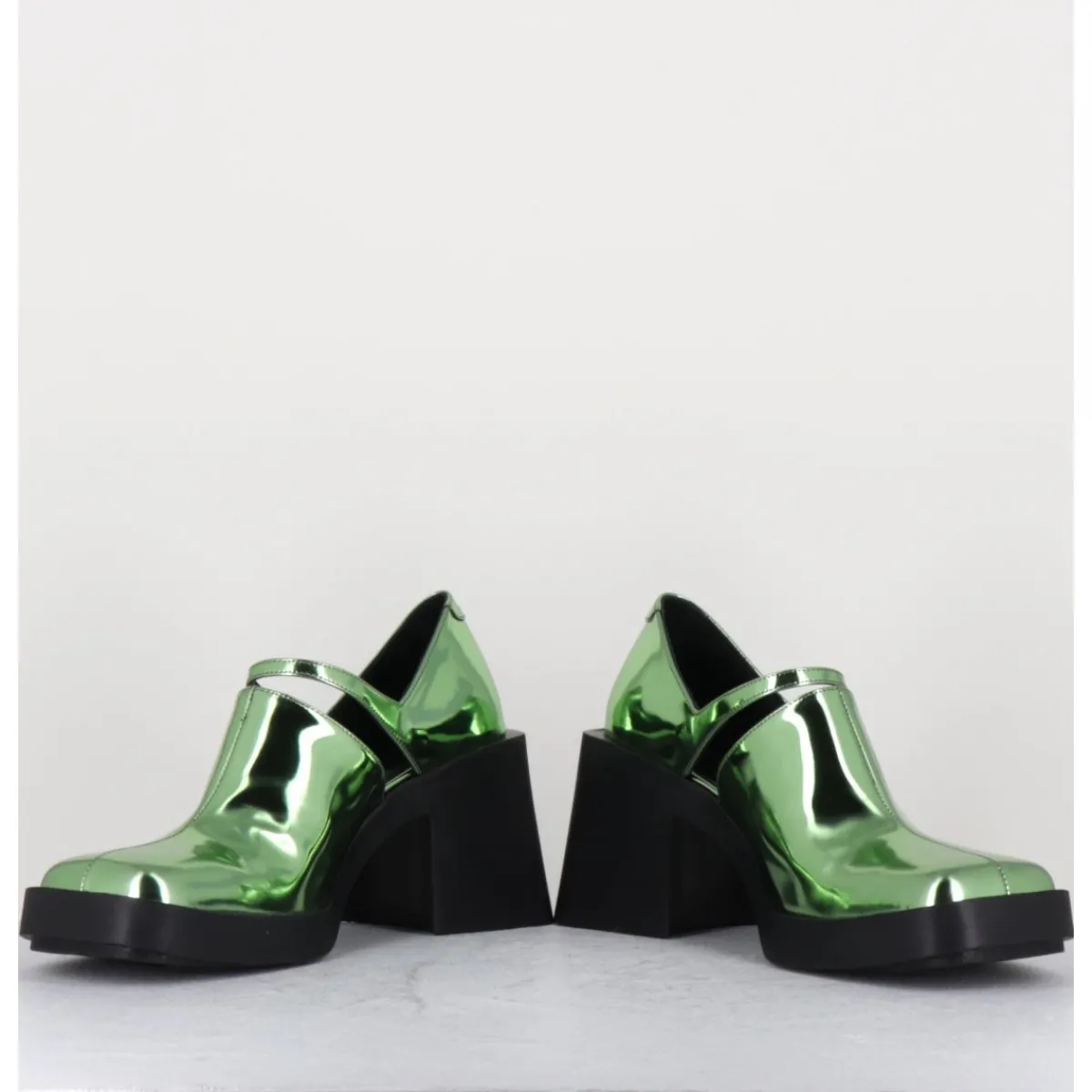 Hot JUSTINE CLENQUET 90s Mary-Jane miroir - KIM METALLIC GREEN VERT