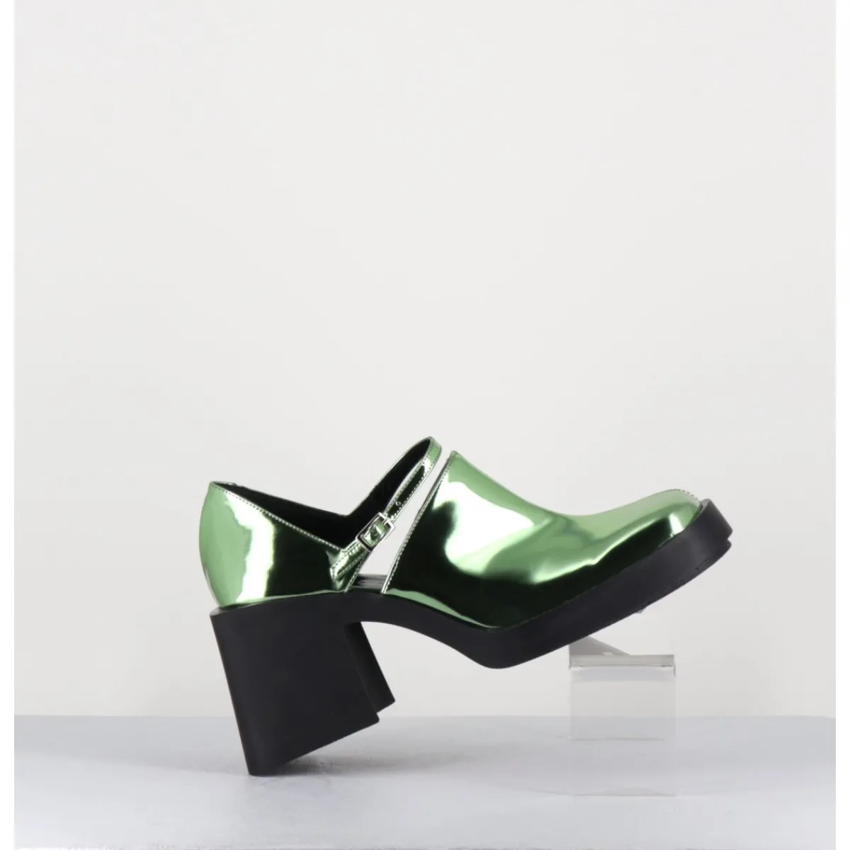 Hot JUSTINE CLENQUET 90s Mary-Jane miroir - KIM METALLIC GREEN VERT