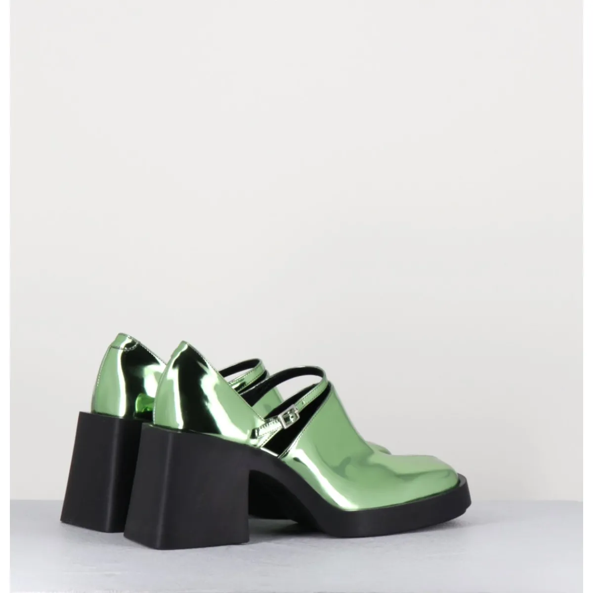 Hot JUSTINE CLENQUET 90s Mary-Jane miroir - KIM METALLIC GREEN VERT