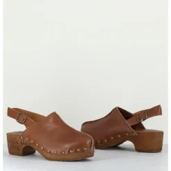 Outlet BOSABO Sabots à bride cuir & rivets bronze - 288 VEGETAL ANTICO CAMEL