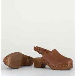 Outlet BOSABO Sabots à bride cuir & rivets bronze - 288 VEGETAL ANTICO CAMEL