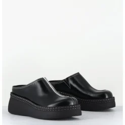 Discount E8 BY MIISTA Sabots compensés en cuir - MEGO BLACK MULES NOIR