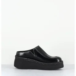 Discount E8 BY MIISTA Sabots compensés en cuir - MEGO BLACK MULES NOIR