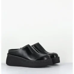 Discount E8 BY MIISTA Sabots compensés en cuir - MEGO BLACK MULES NOIR