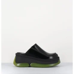 Outlet E8 BY MIISTA Sabots 90s compensées cuir & bubble rubber jaune - BRIETTA BLACK MULE NOIR