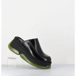 Outlet E8 BY MIISTA Sabots 90s compensées cuir & bubble rubber jaune - BRIETTA BLACK MULE NOIR