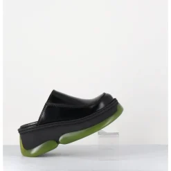 Outlet E8 BY MIISTA Sabots 90s compensées cuir & bubble rubber jaune - BRIETTA BLACK MULE NOIR
