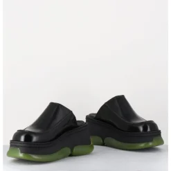Outlet E8 BY MIISTA Sabots 90s compensées cuir & bubble rubber jaune - BRIETTA BLACK MULE NOIR