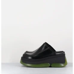 Outlet E8 BY MIISTA Sabots 90s compensées cuir & bubble rubber jaune - BRIETTA BLACK MULE NOIR