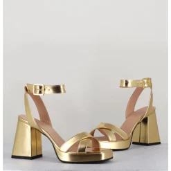 Outlet GARRICE LAB Sandales à plateforme cuir métallisé doré - SUNNY LAMINATO ORO DORE