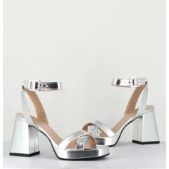 Online GARRICE LAB Sandales à plateforme cuir métallisé - SUNNY LAMINATO SILVER ARGENT