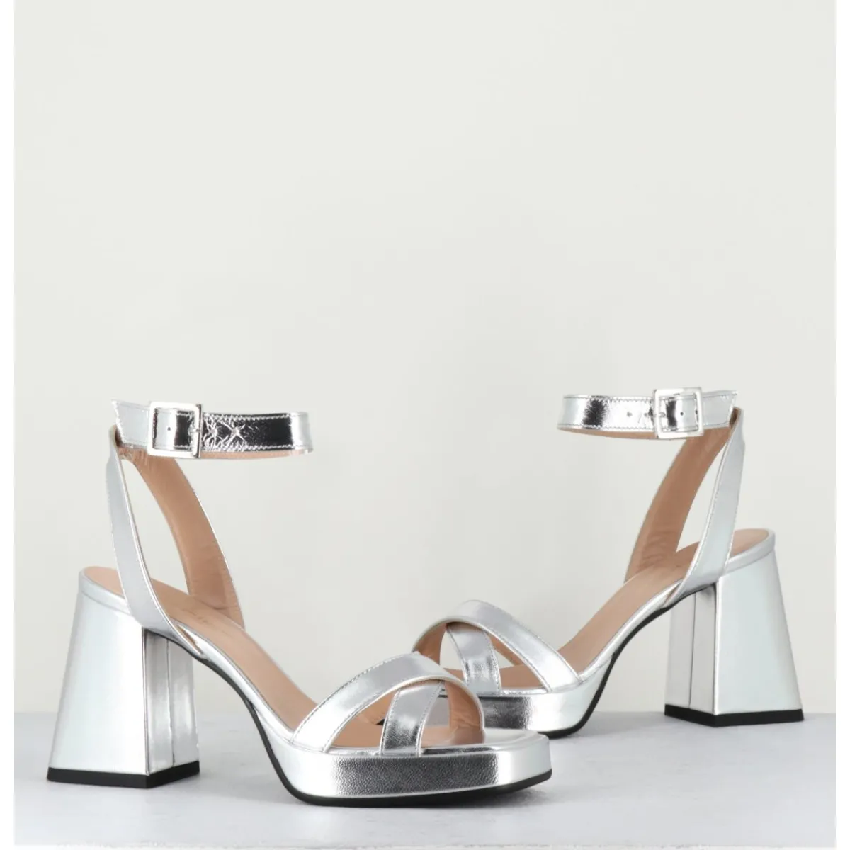 Online GARRICE LAB Sandales à plateforme cuir métallisé - SUNNY LAMINATO SILVER ARGENT