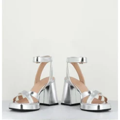 Online GARRICE LAB Sandales à plateforme cuir métallisé - SUNNY LAMINATO SILVER ARGENT