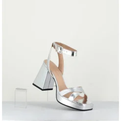 Online GARRICE LAB Sandales à plateforme cuir métallisé - SUNNY LAMINATO SILVER ARGENT