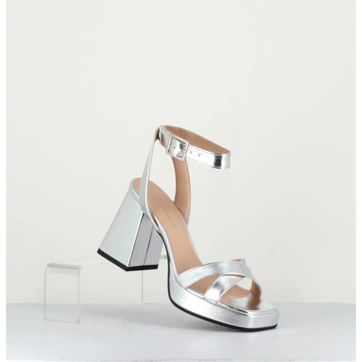 Online GARRICE LAB Sandales à plateforme cuir métallisé - SUNNY LAMINATO SILVER ARGENT