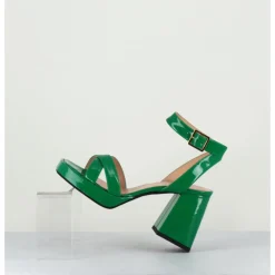 New GARRICE LAB Sandales à plateforme cuir vernis noir - SUNNY VERNICE VERDE VERT