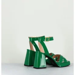 New GARRICE LAB Sandales à plateforme cuir vernis noir - SUNNY VERNICE VERDE VERT