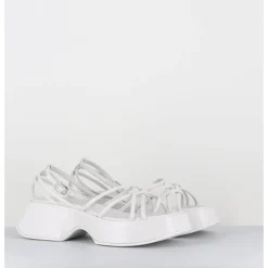 Outlet VIC MATIE Sandales à plateforme en cuir multi-brides - 1E1508D BONBON WHITE BLANC