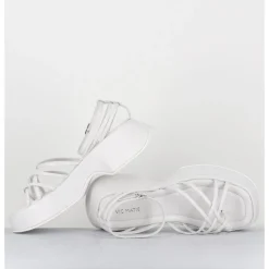 Outlet VIC MATIE Sandales à plateforme en cuir multi-brides - 1E1508D BONBON WHITE BLANC